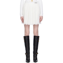 White Fringed Miniskirt 231251F090053