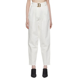 White Denim Belted Logo Trousers 221251F087000
