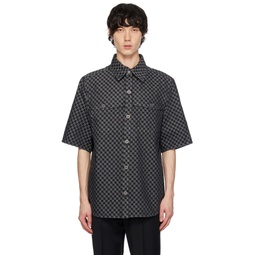 Black Jacquard Denim Shirt 241251M192000