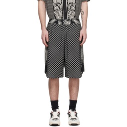 Black   Off White Printed Shorts 241251M193001