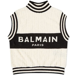 Balmain Logo Knit Vest Top Beige