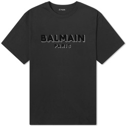 Balmain Flock Logo T-Shirt Black & Silver