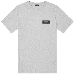 Balmain Label T-Shirt Grey Marl