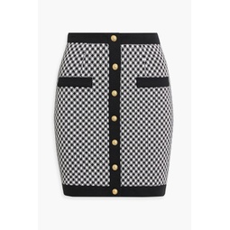 Embellished jacquard-knit cotton mini skirt