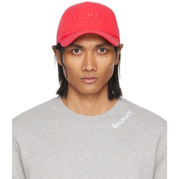 Red Embroidered Cap 241251M139006