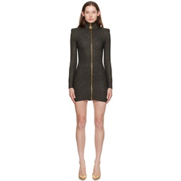 Black & Gold Zip Dress 241251F052001