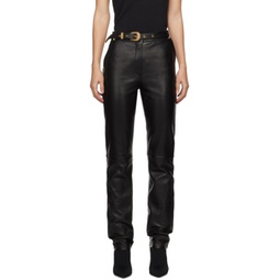 Black Belted Leather Trousers 241251F084000