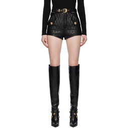 Black Quilted Leather Shorts 241251F088001