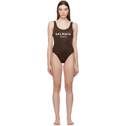 Brown Embroidered Swimsuit 241251F103001