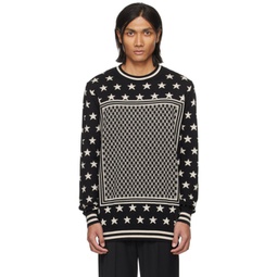 Black & Beige Mini Monogram Stars Sweater 241251M201008