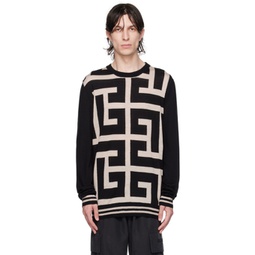 Black & Beige Monogram Sweater 232251M201002