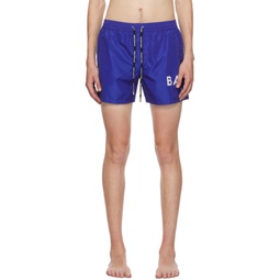 Blue Printed Swim Shorts 232251M208002