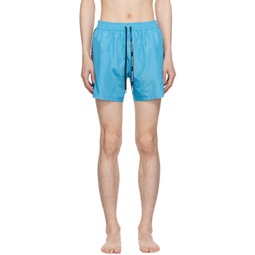 Blue Printed Swim Shorts 241251M208005