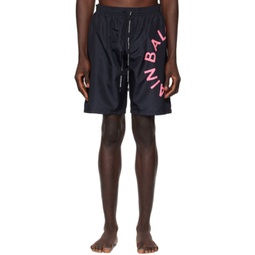 Black Printed Swim Shorts 241251M208010