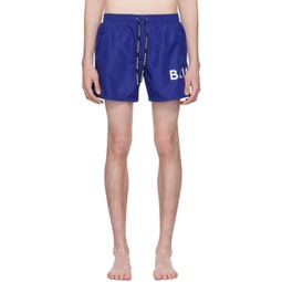 Blue Printed Swim Shorts 241251M208015