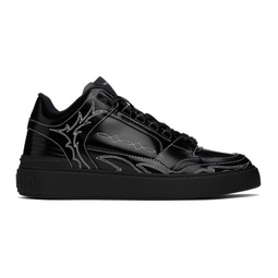 Black B-Court Mid Top Western Glazed Leather Sneakers 241251M237003
