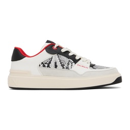 Gray & White B-Court Flip Snake-Effect Sneakers 241251M237006