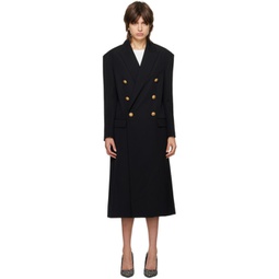 Black Double-Breasted Coat 231251F059002