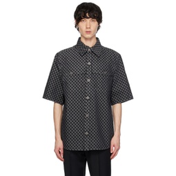 Black Jacquard Denim Shirt 241251M192000
