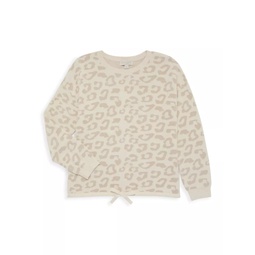 Little Girls & Girls Slouchy Leopard Pullover