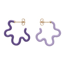 Purple Two Tone Asymmetrical Flower Power Earrings 241172F022003