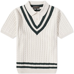 END. x Beams Plus Ivy League Cricket Knit Polo Ivory & Dark Green