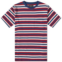 Beams Plus Multi Stripe Pocket T-Shirt Blue