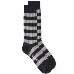Beams Plus Stripe Rib Sock New Navy