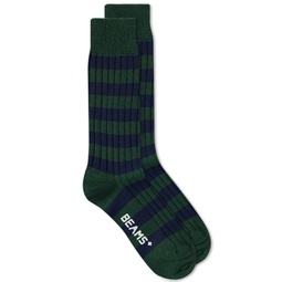 Beams Plus Stripe Rib Sock Green
