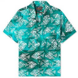 Beams Plus Batik Print Vacation Shirt Green