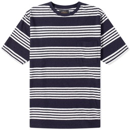 Beams Plus Stripe Nep Pocket T-Shirt Navy