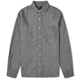 Beams Plus Button Down Solid Flannel Shirt Grey