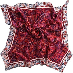 Bfacir 35.4in Square Silk Like Head Scarf 100% Mulberry Silk Scarfs for Women Breathable Lightweight for Hair Wrapping