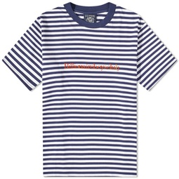 Billionaire Boys Club Serif Logo Stripe T-Shirt Navy Stripe