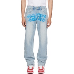 Blue Cursive Jeans 231143M186001