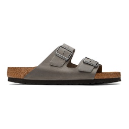 Grey Regular Leather Soft Footbed Arizona Sandals 221513M234021