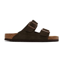 Brown Narrow Suede Soft Footbed Arizona Sandals 221513M234017