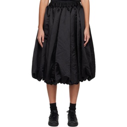 Black Gathered Midi Skirt 232935F092004