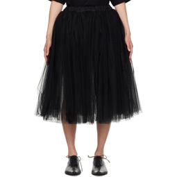 Black Layered Midi Skirt 231935F092003