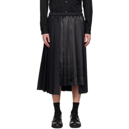Black Pleated Midi Skirt 241935M191009