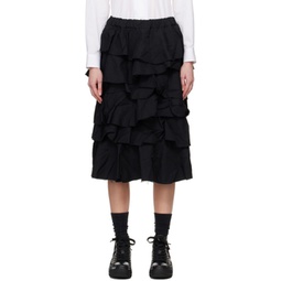 Black Tiered Midi Skirt 241935F092006