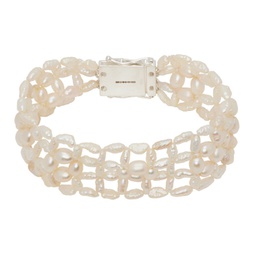 Off-White Woven Antique Pearl Bracelet 241379M142011