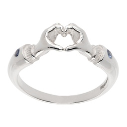 Silver Love Hands Ring 241379M147014