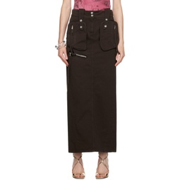 Brown Pockets Maxi Skirt 241901F093002