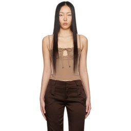 Brown Lace Tank Top 241901F111025