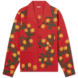 BODE Marigold Wreath Shirt Jacket Maroon