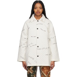 White Quilted Little Pigs Jacket 231169F063009