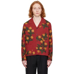 Red Marigold Wreath Long Sleeve Shirt 232169M180014
