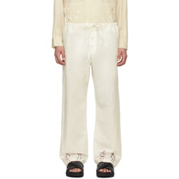 White Embroidered Blackjack Trousers 241169M191012