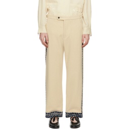 Off-White & Navy Caracalla Vine Trousers 241169M191015